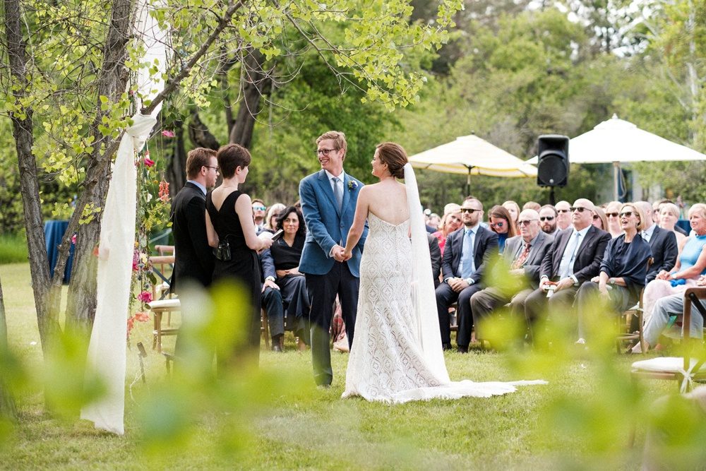 Outdoor wedding ceremony at a secluded venue in Boulder, Colorado - Kelly Urban Farm.