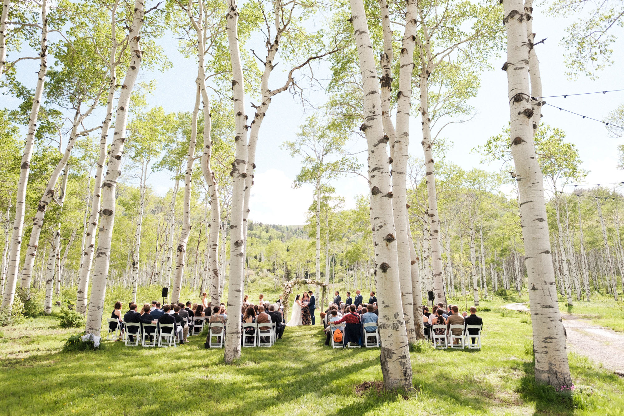 outdoor wedding ceremony in aspen grove